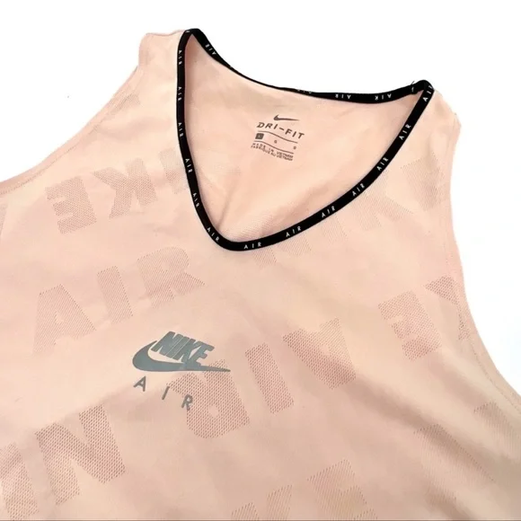 Nike Air Dri Fit Tank All Over Logo Running Top Coral Size Large - Picture 2 of 8